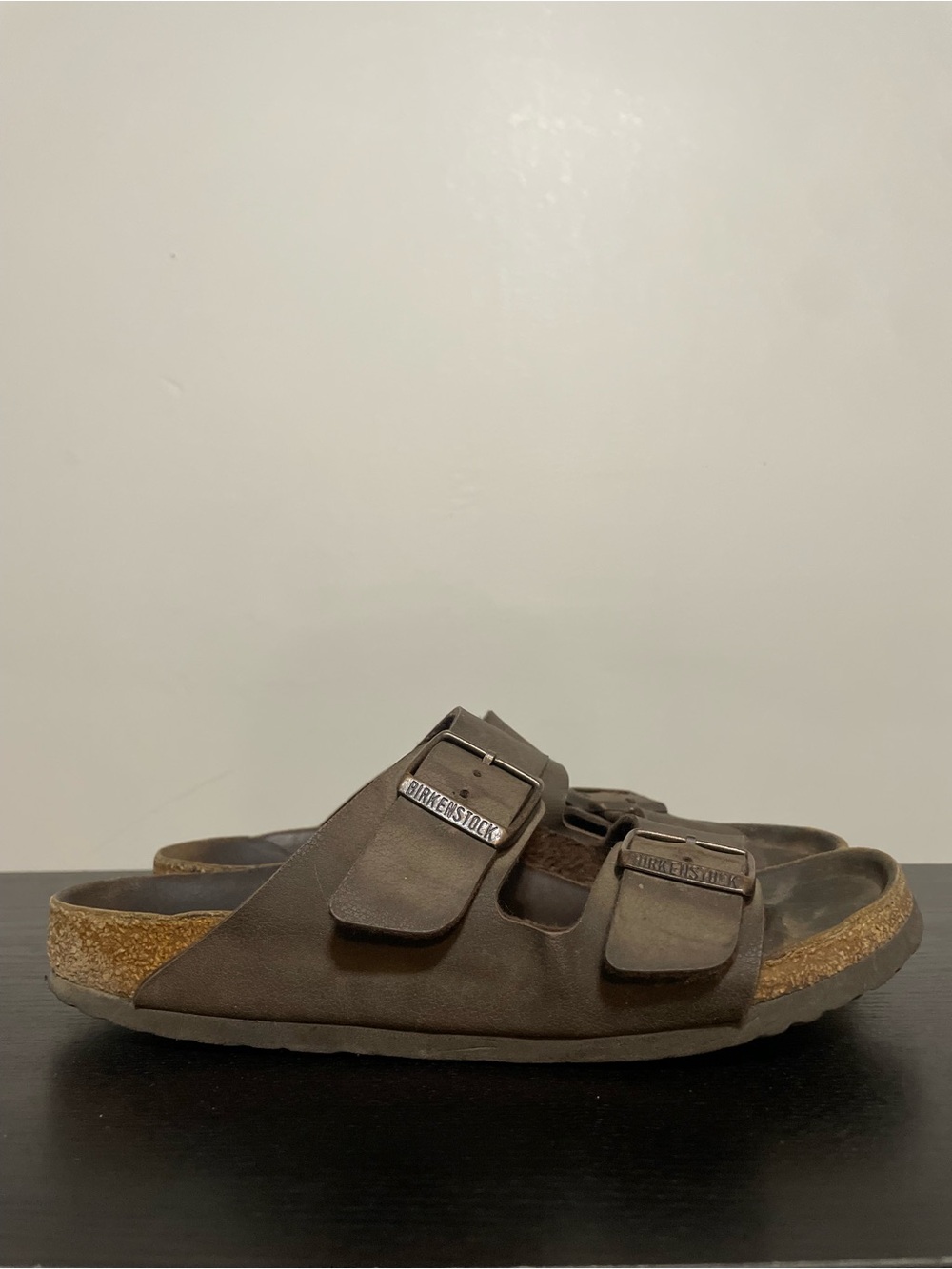 Birkenstock Dark Brown Two-Strap Cork Footbed Sandals | Womens Sz 39